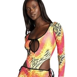 I.AM.GIA Azalea Animal Print Long Sleeve Bodysuit